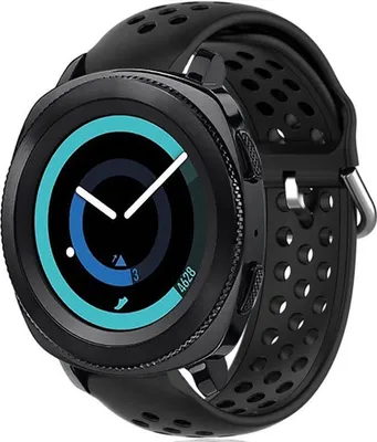 Produktbild von Strap-it Samsung Gear Sport Silikonband mit Löchern (Schwarz)