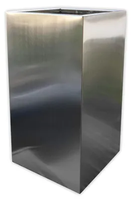 Produktbild von Designer-Pflanzkübel aus Edelstahl 36 x 36 x 75 cm | matt gebürstetes eckiges Blumengefäß