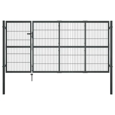 Obrázok produktu pre The Living Store Záhradná brána so stĺpikom oceľová 350 × 120 cm antracitová