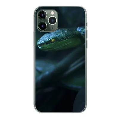 Produktbild von MuchoWow® Handyhülle Schutzhülle Hülle für iPhone 11 Pro Schlange - Makro - Holz Silikon Softcase Handy Hülle - Handy
