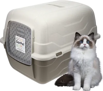 Produktbild von GarPet Katzenklo mit Deckel Schaufel Aktivkohlefilter - Haube kippbar - große XXL Katzentoilette Katzen WC Hauben Toilette Klo Outdoor