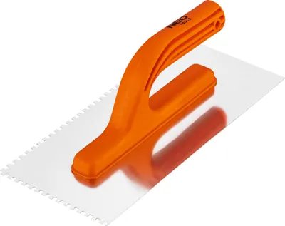 Produktbild von NEO TOOLS Glättekelle, gezahnt, 270 x 125 mm, zahn: 4mm Traufel mit Edelstahlblatt|Ergonomischer, Kunststoffgriff, Blatt aus rostfreiem Stahl