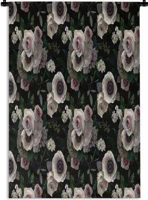 Produktbild von MuchoWow® Wandteppich Wandbehang Blumen - Rosa - Rosen - Anemone 60x90 cm Tapisserie Dekoration Wandtuch - Foto-Teppich - Abwaschbar