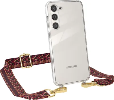 Produktbild von EAZY CASE Handykette - Verstellbarer Trageriemen kompatibel mit Samsung Galaxy S23 Plus, Handykordel mit transparenter Silikon-Hülle, Band in Rot