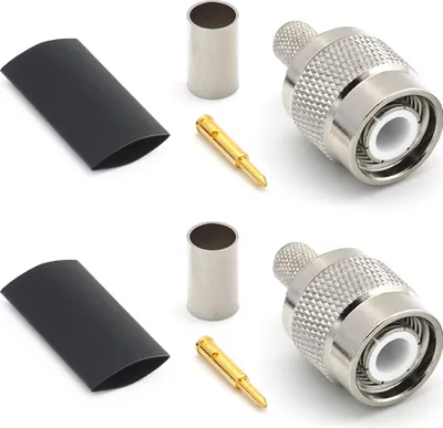 Produktbild von TNC Stecker LMR240 LMR-240 RG59U RG8X RG-8X RF-Koaxialkabelstecker vernickelt mit vergoldetem Stift (2er-Pack)