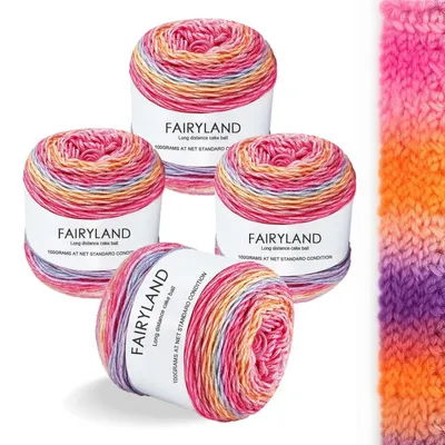 Produktbild von Farbverlaufsgarn 400g (4x100g) Wolle Rot Superweich zum Häkeln & Stricken 60% Baumwolle 30%.Polyacryl 10% Wolle