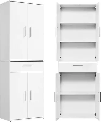 Produktbild von mokebo® Mehrzweckschrank 60cm Breite mit Schubladen 'Der Praktische', großer Büroschrank o. Aktenschrank, auch als Schuhschrank oder Apothekerschrank in 60x180x34 cm (B/H/T) in Weiß