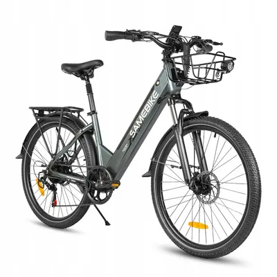 A studio shot of an electric bicycle against a white background.