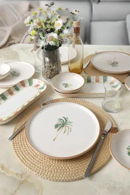 Produktbild von Keramika Geschirrset  - Bronze Palm - 12 teilig - 6 Personen - Steingut