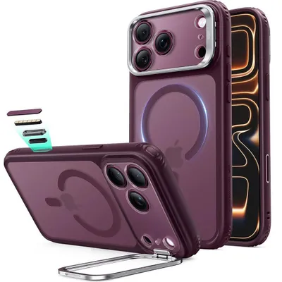Produktbild von Handyhülle für iPhone 18 Pro / 17 Pro, ESR Classic Hybrid Kickstand mit MagSafe, Burgunderrot-Rauchfarben