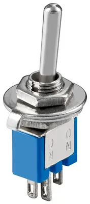 Produktbild von Goobay Kippschalter Subminiatur, 1x UM, 3 Pins, blaues Gehäuse - ideal für den Bereich DIY oder den Modellbau