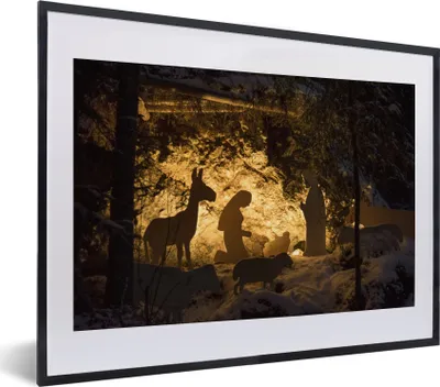 Produktbild von MuchoWow® MuchoWow® Gerahmtes Poster Krippe - Weihnachten 40x30 cm - Poster mit zchwarzem Bilderrahmen - Bilderrahmen - Poster im Rahmen