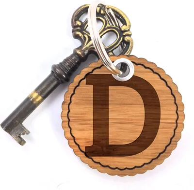 Produktbild von Mr. & Mrs. Panda Schlüsselanhänger Holz D - Geschenk, anhänger, Taschenbaumler, Hotel, Alphabet, Buchstaben, Zeichen, Taschenanhänger, Zahlen, Zimmer
