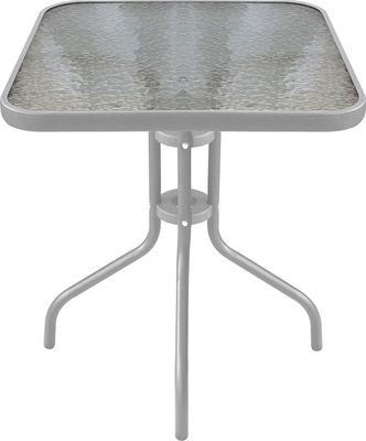 Wohaga Bistrotisch 60x60cm mit geriffelter Glasplatte - Silber