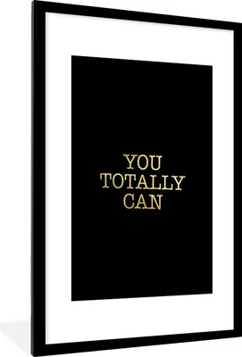 Produktbild von MuchoWow® Gerahmtes Poster Zitate - Motivation - Gold - Schwarz 60x90 cm - Poster mit Schwarzem Bilderrahmen Wandposter Rahmen Foto Bilder - Dekoration - Wandposter Wohnzimmer - Hochwertig