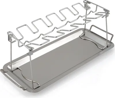 Produktbild von BBQ-Toro Edelstahl Hähnchenschenkelhalter für 12 Hähnchenkeulen, Grillgestell und Schale