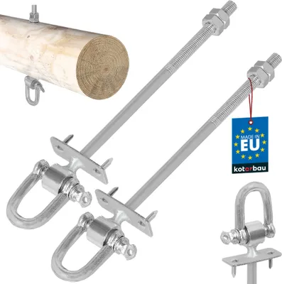 Obrázok produktu pre KOTARBAU® 2 ks háčikov na hojdačku M10x190 mm so šeklom a hrotmi, háčiky so závitom do dreva na drevené trámy, háčiky na boxovací vak a závesné kreslo, pozinkovaná oceľ