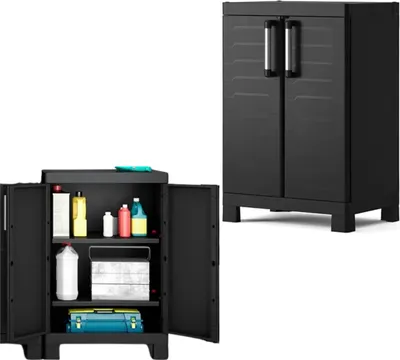 Zdjęcie produktu dla Keter Detroit - Szafa ogrodowa 65x45x97cm - Dwie regulowane półki - Tworzywo z recyklingu