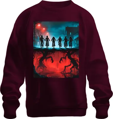 Obrázok produktu pre Detská mikina Upside Down Bikes Horror 80. rokov Retro Mystery Hawkins Uni, bordová, L