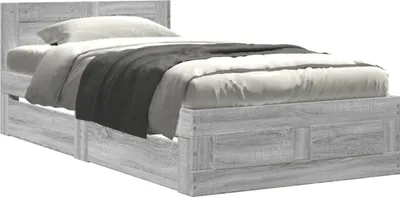 Produktbild von vidaXL Bettgestell mit Kopfteil Grau Sonoma 90x200 cm Holzwerkstoff