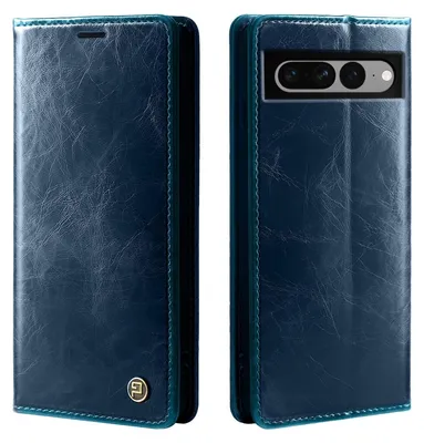 Produktbild von Handyhülle für Google Pixel 7 Pro Kunstleder Klapphülle Vintage Cover Hülle RFID Schutz Case Kartenfach Farbe: Blau