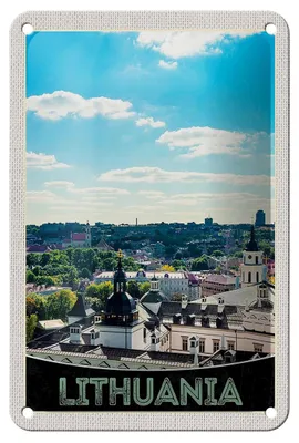 Produktbild von Blechschild Reise 12x18cm Aussicht auf Litauen Urlaub Stadttour Schild