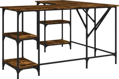 Produktbild von vidaXL Schreibtisch Räuchereiche 139x139x75 cm Holzwerkstoff