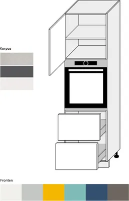 Produktbild von Hochschrank NAPOLI D14/RU/2E/356 rechts grau / RAL 6027 lichtgrün Hochglanz
