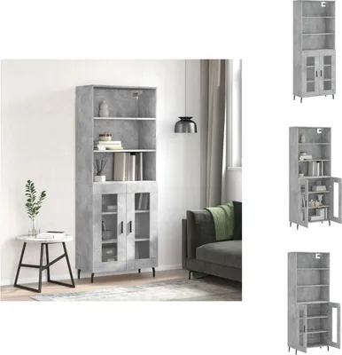 Immagine prodotto di vidaXL Credenza grigio cemento 69,5x34x180 cm materiale legno - Credenze