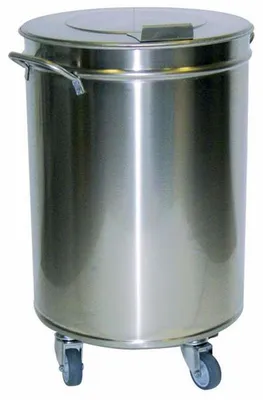 Immagine prodotto di Cestino per rifiuti KBS 460x460x685 mm 90 litri in acciaio inox con coperchio e ruote