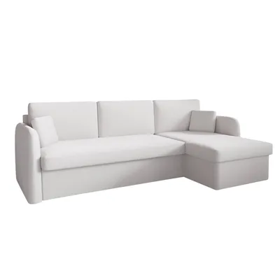 Produktbild von Ecksofa NICE Abriamo Boucle Ecru Hell mit Bettfunktion und Bettkasten Bett Sofa Schlafsofa Ottomane Universell Rechts oder Links