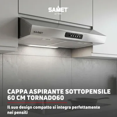 Immagine prodotto di Gruppo cappa sottopensile Tornado60 Samet colore inox