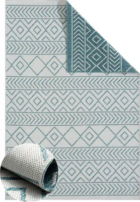Produktbild von MY-RUG Wendbarer Outdoor-Teppich "Juniper" 230X160 cm, türkis, robust, Teppich für Terrasse oder Balkon