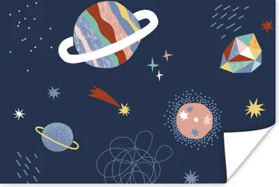 Produktbild von MuchoWow® Poster Kinderzimmer - Weltraum - Planeten 90x60 cm - Schlafzimmer