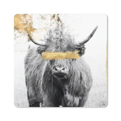 Produktbild von MuchoWow® Mauspad Mousepad Schottischer Highlander - Gold - Farbe 20x20 cm - Mousepads - Maus Mat - Pad - Mausunterlage - Desk Mat - Bureauartikeln