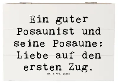 Produktbild von Mr. & Mrs. Panda Kiste Spruch Posaune Liebe 22 x 15 cm - Weiß - Geschenk, geschenkkiste, Instrument, Musikinstrument, Orchester, Box, Lernen, Holzbox, Musikerspruch