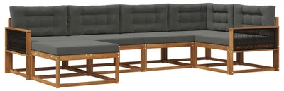 Produktbild von vidaXL Outdoor-Sofagarnitur mit Kissen 6 pcs Natur und Anthrazit