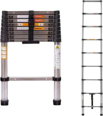 Image de Échelle télescopique Velar 2,6 m – Échelle télescopique multifonctionnelle extensible en acier inoxydable – Échelle de grenier portable et stable – e EN131