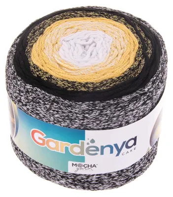 250g Farbverlaufsgarn Gardenya Cake Bobbel weiß-gelb-schwarz