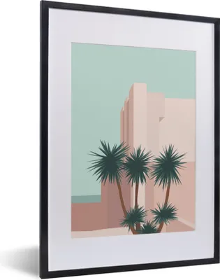 Produktbild von MuchoWow® Gerahmtes Poster Sommer - Palmen - Architektur 30x40 cm - Poster mit Schwarzem Bilderrahmen Wandposter Rahmen Foto Bilder - Wandposter Schlafzimmer