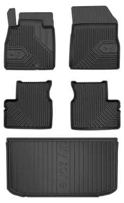 Productafbeelding van Rubberen automatten + kofferbakmat voor Nissan Micra K13 2010-2016 (hatchback) – 5-delig, zwart, op maat – Wielganizator