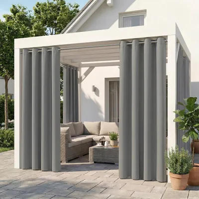 Immagine prodotto di Tende da esterno con occhielli, tenda da esterno impermeabile, protezione dalla vista e dai raggi UV, tende per gazebo e terrazza, 1 pezzo, grigio chiaro, L132×A244 cm