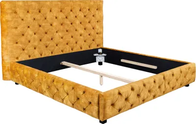 Produktbild von riess-ambiente Queensize Doppelbett PARIS 160x200cm senfgelb Samt Chesterfield Design Polsterbett Bett