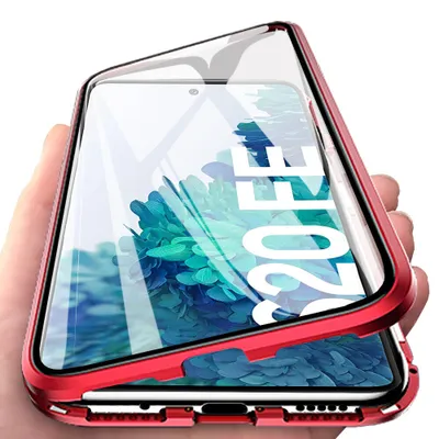 Immagine prodotto di Galaxy S20 FE Case, copertura in vetro temperato con assorbimento magnetico, telaio in metallo, custodia protettiva completa per Samsung Galaxy S20 FE Red