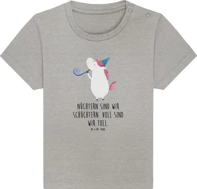 Produktbild von Mr. & Mrs. Panda  T-Shirt Einhorn Party 12. - 18. Monat - Heather Grey - Geschenk, Öko Baby, Baumwolle Shirt, Kleinkind, Club, Unicorn, Geburtstag, Konfetti, Glitzer