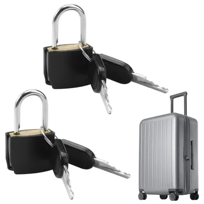 Image de Serrures de valise avec clé, lot de 2, noir, 23x35 mm, alliage de zinc, plastique