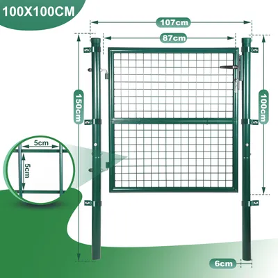 Produktbild von SWANEW Gartentor Gartentür verzinkter Stahl abschließbar 100x 100 cm , grün