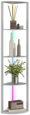 Productafbeelding van HOMCOM LED staande lamp, 5-traps dimbare staande lamp met plank, RGB-kleurverandering