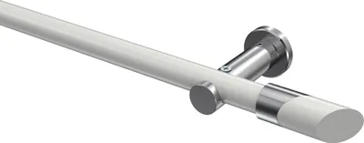 Produktbild von Interdeco Gardinenstange / Vorhangstange Weiß / Chrom, Typ Platon Verano (Schräge Bicolor) ohne Ringe, 20 mm Ø 1-läufig, 280 cm