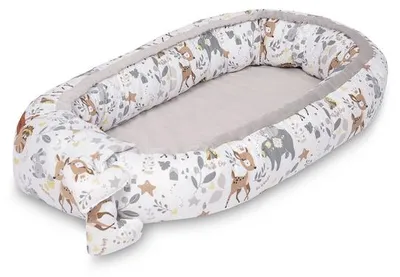 Sensillo Babynest Velvet Waldabenteuer, Weiß, 80 x 45 cm, ab Geburt